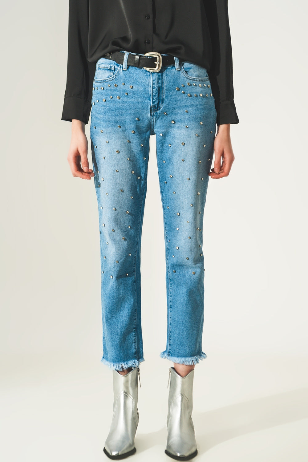 Ripped embellished jeans in lightwash | Just Cool Beans — jeans | the denim shop