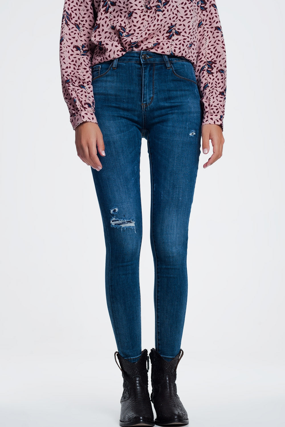 Ripped skinny jeans in blue denim | Just Cool Beans — jeans | the denim shop
