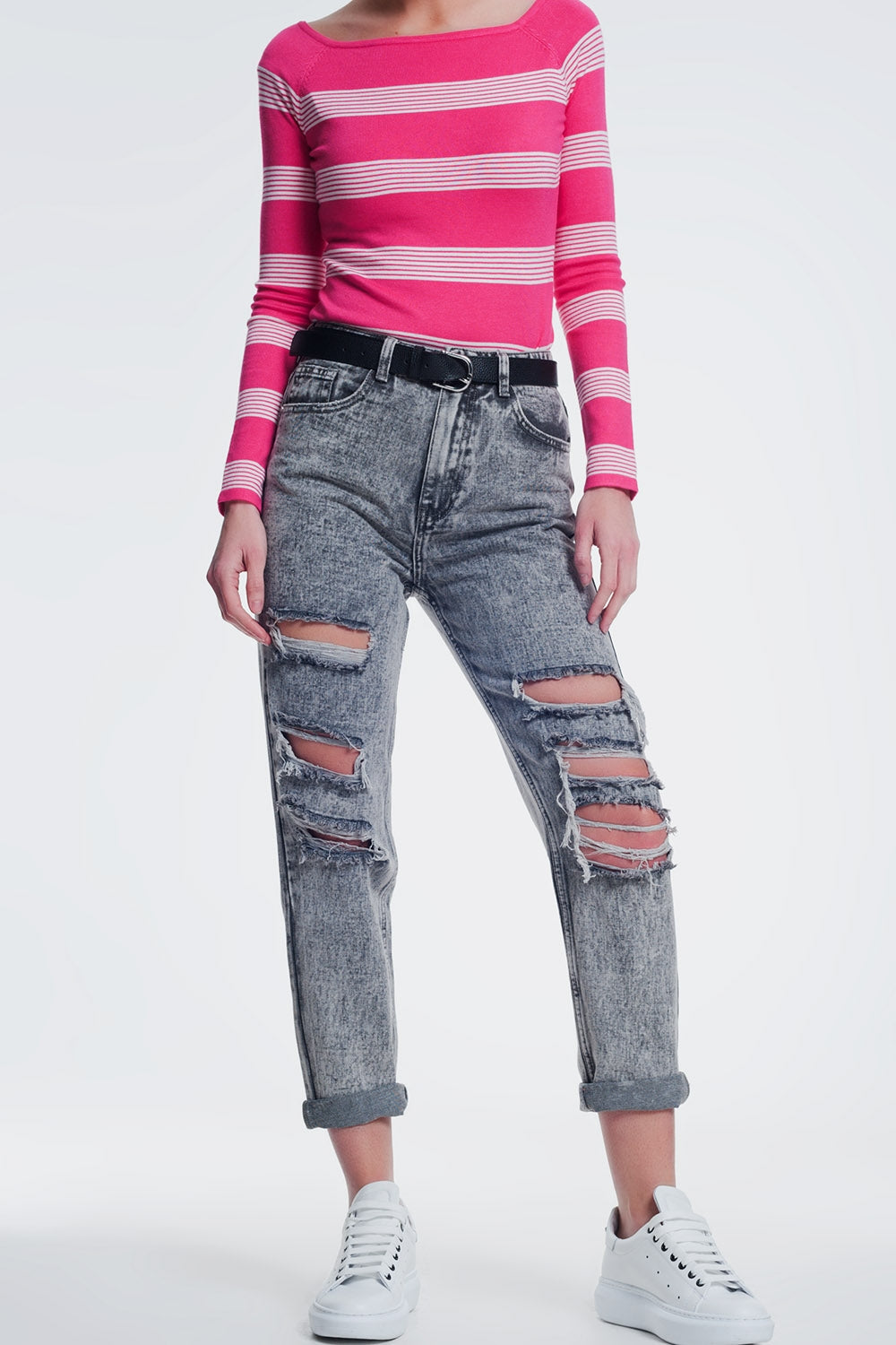 Ripped straight jeans in gray | Just Cool Beans — jeans | the denim shop
