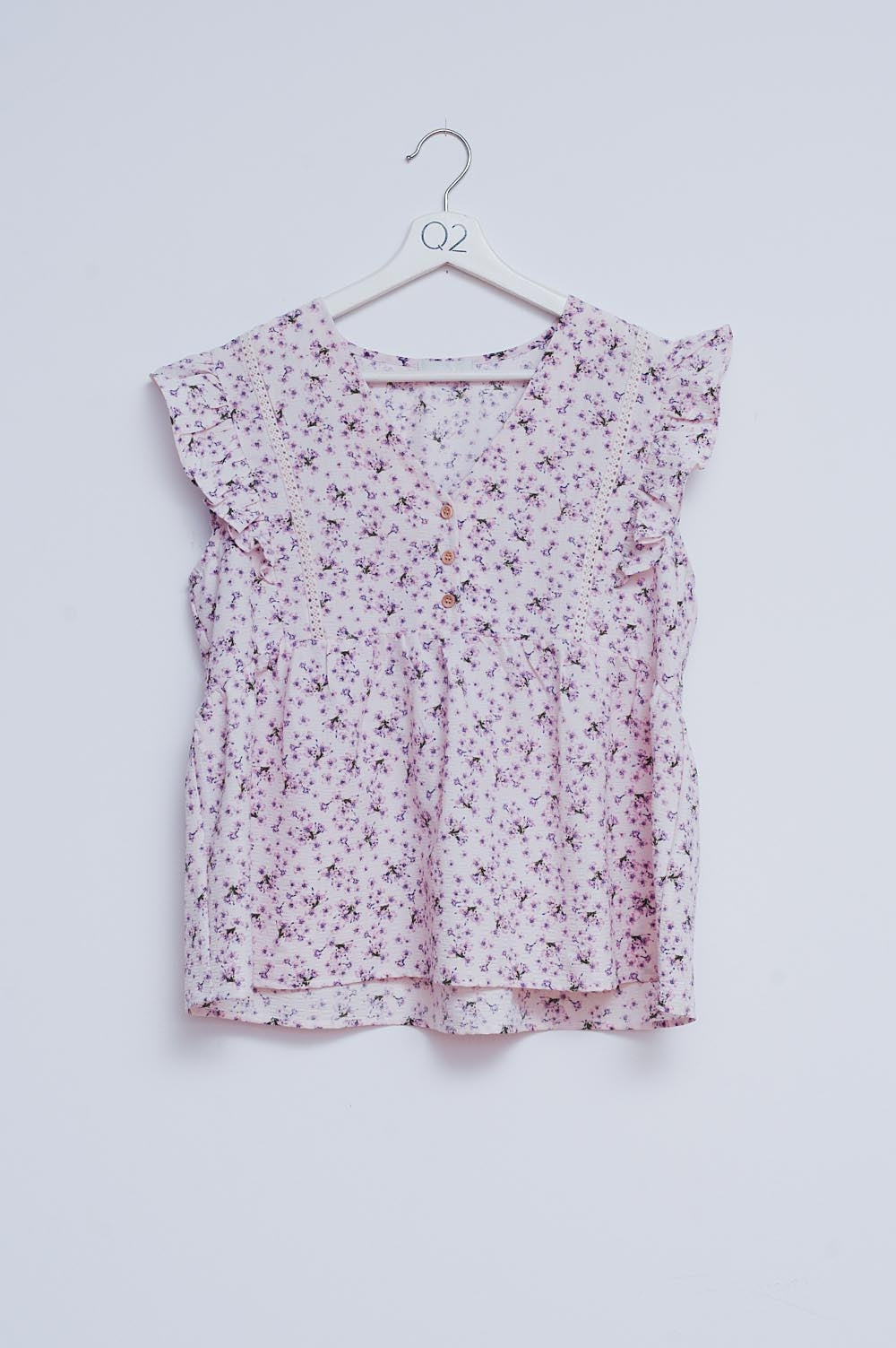 Ruffle detail blouse in lilac | Just Cool Beans — tops