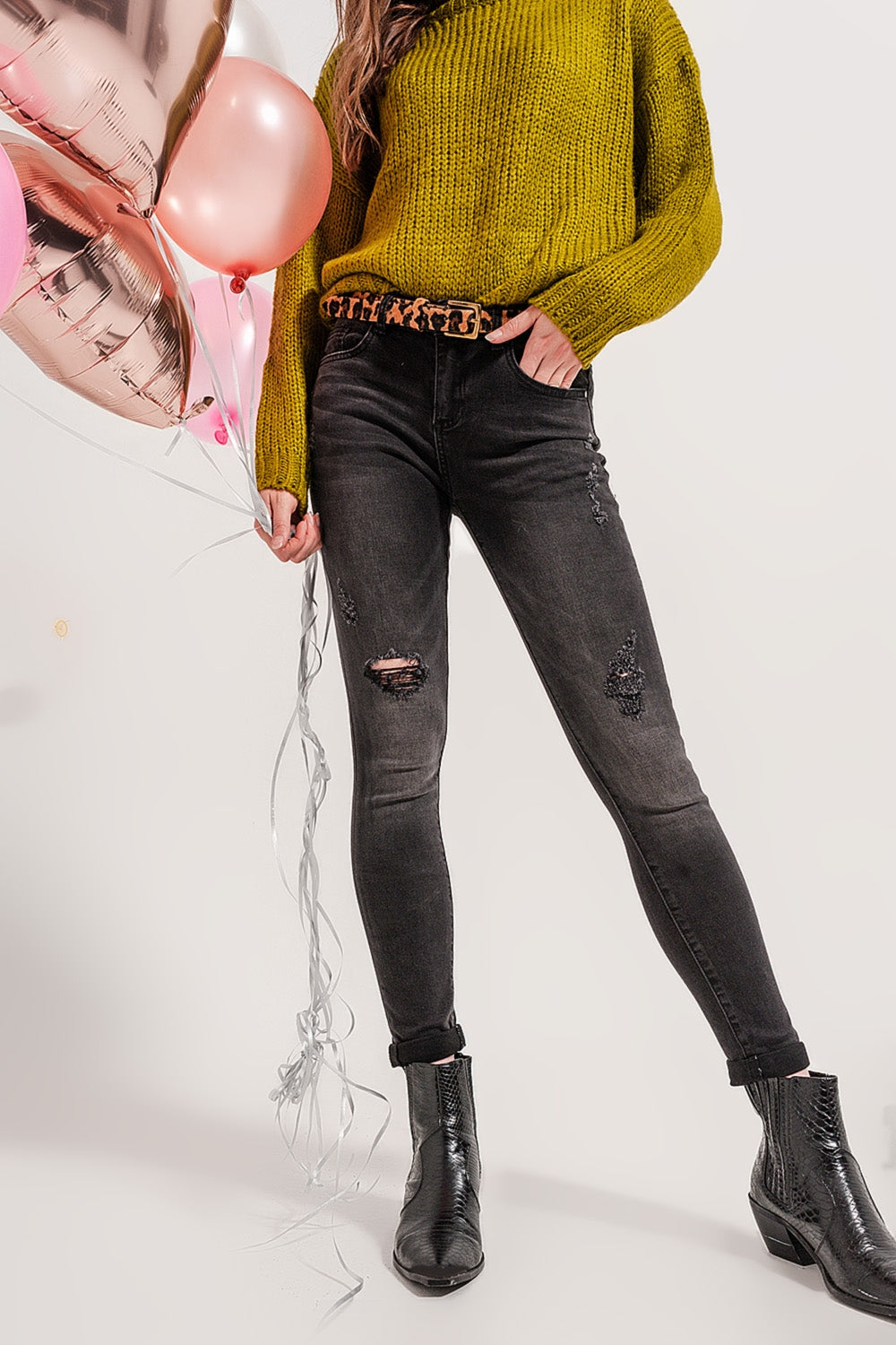 Skinny distressed jeans in grey denim | Just Cool Beans — jeans | the denim shop