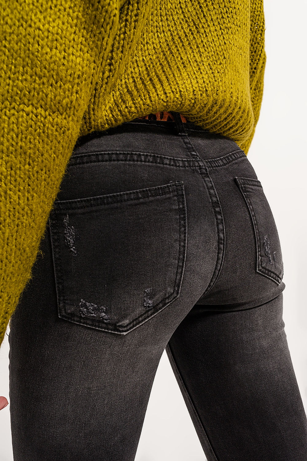 Skinny distressed jeans in grey denim | Just Cool Beans