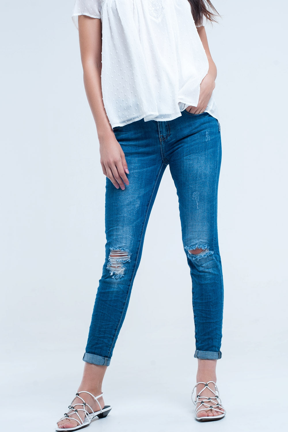 Skinny elastic jeans with rips | Just Cool Beans — jeans | the denim shop