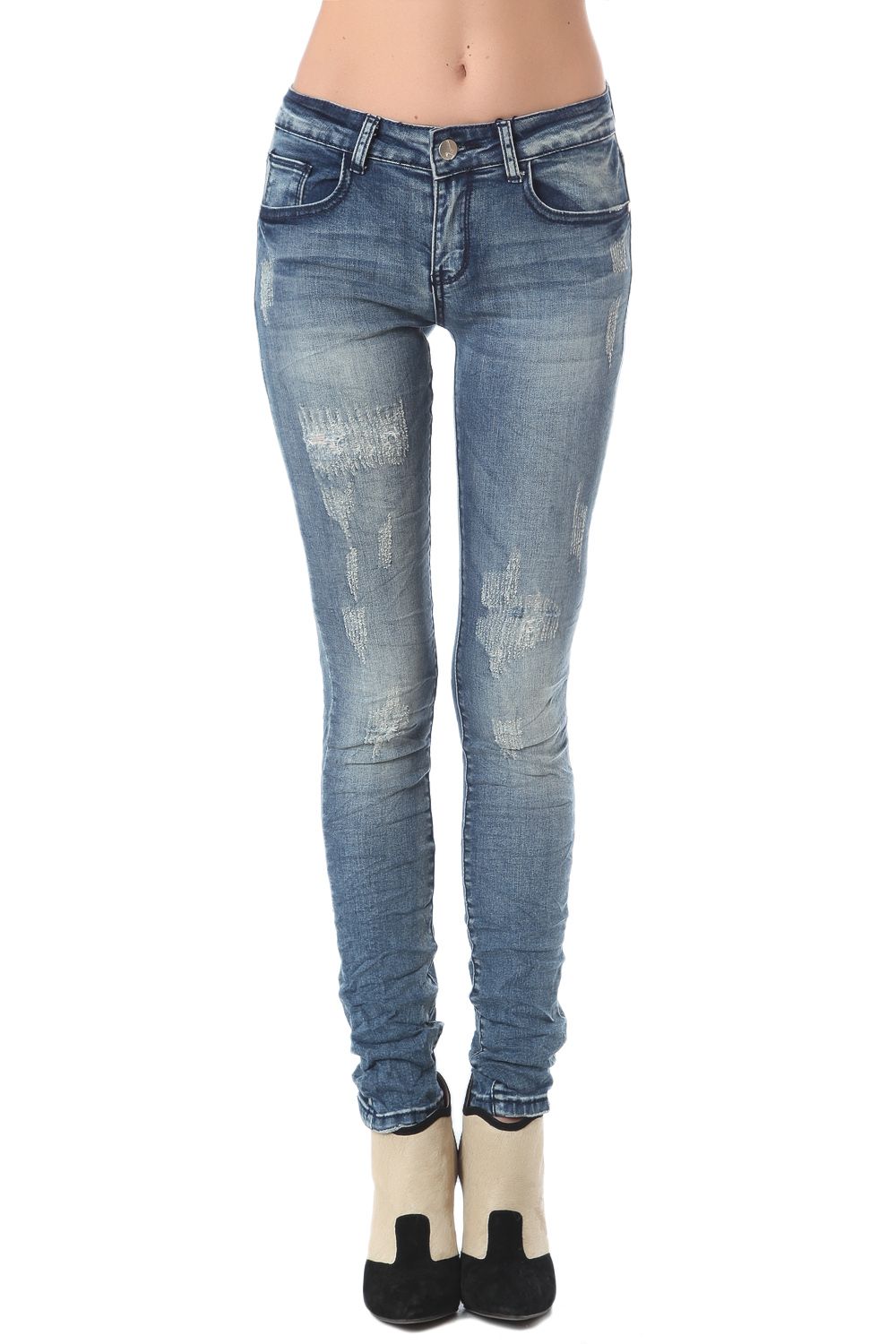 Skinny jeans in mid-blue wash with light fading | Just Cool Beans — jeans | the denim shop