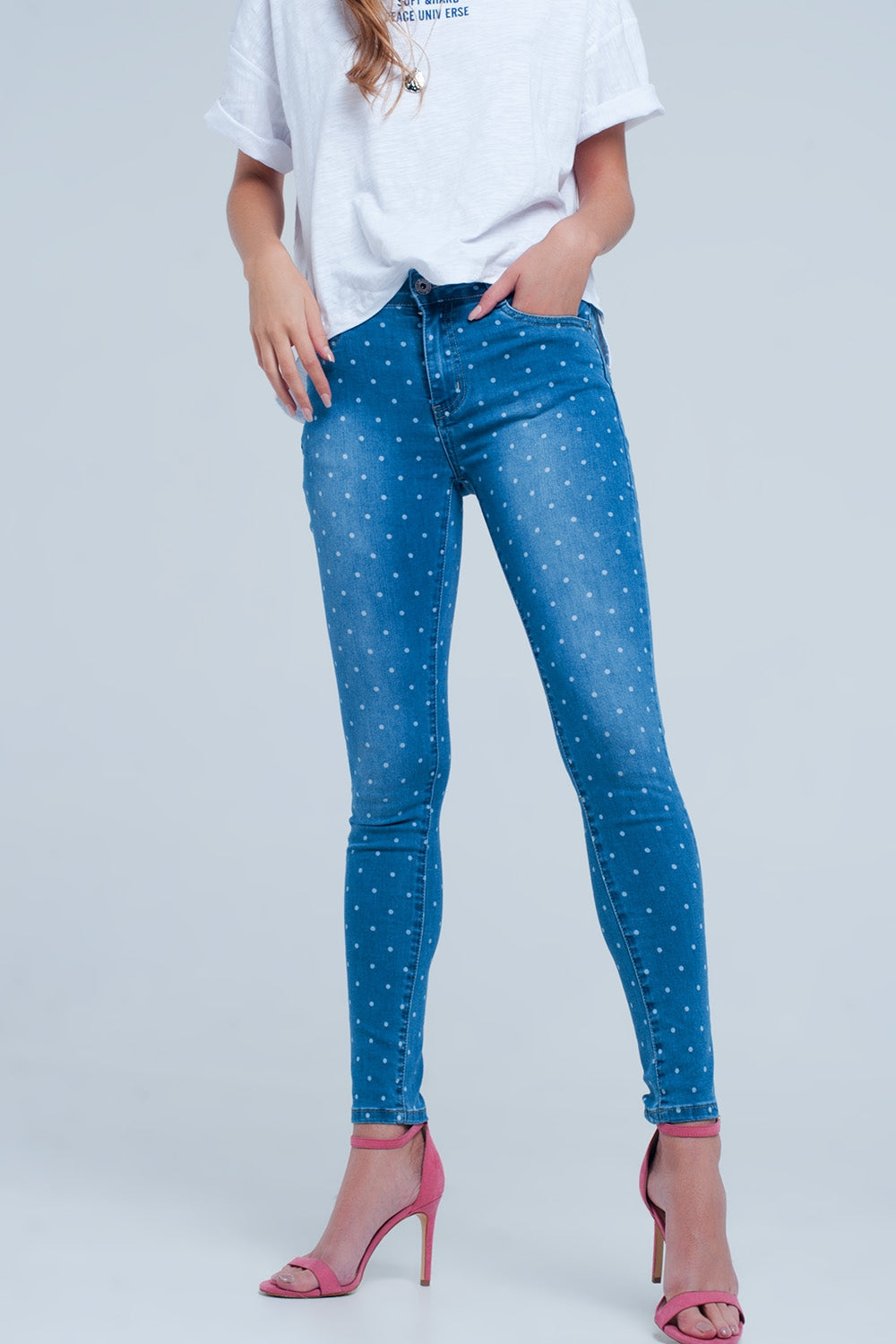 Skinny jeans in polka dot print | Just Cool Beans — jeans | the denim shop
