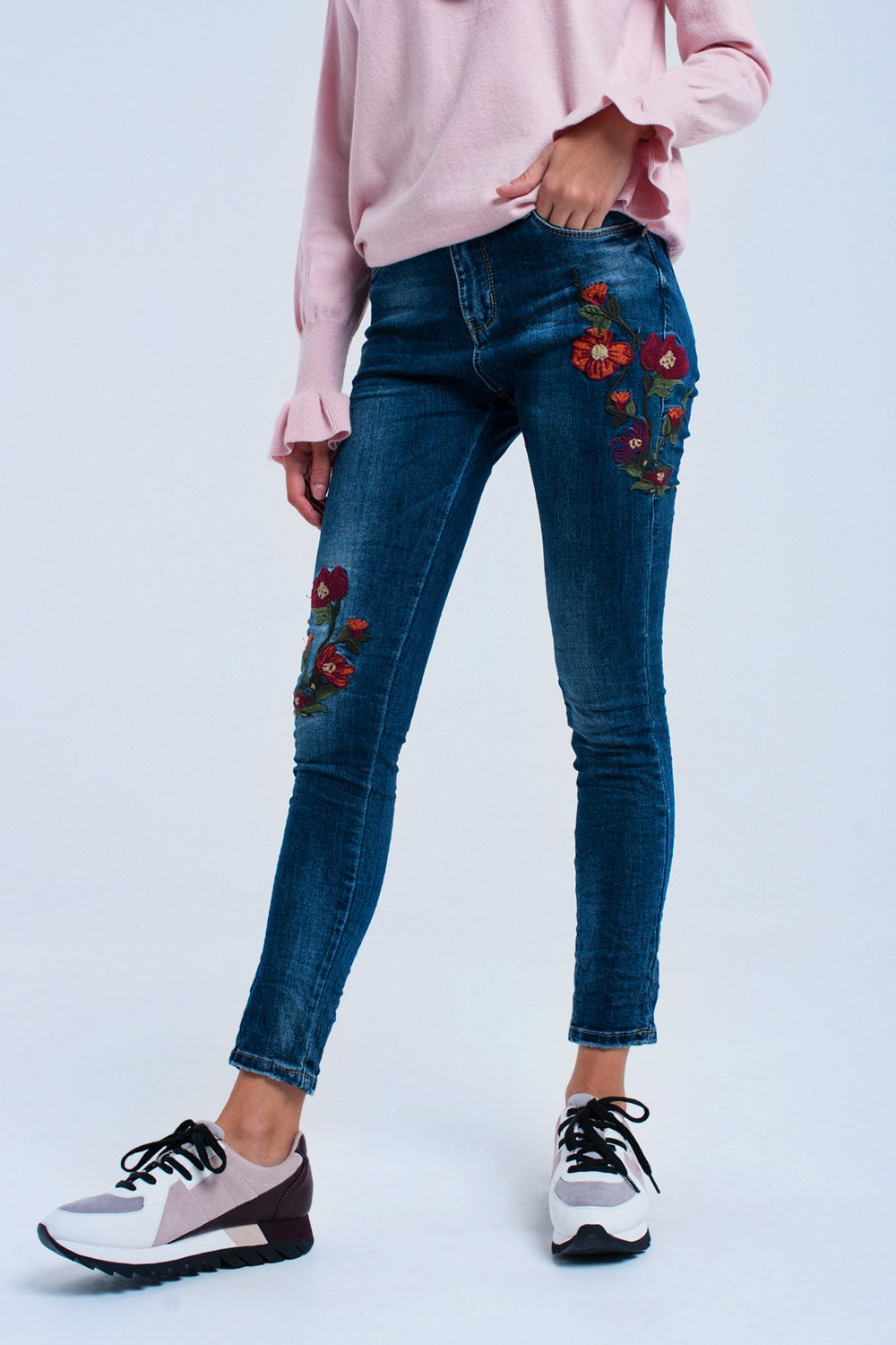Skinny jeans with flowers | Just Cool Beans — jeans | the denim shop