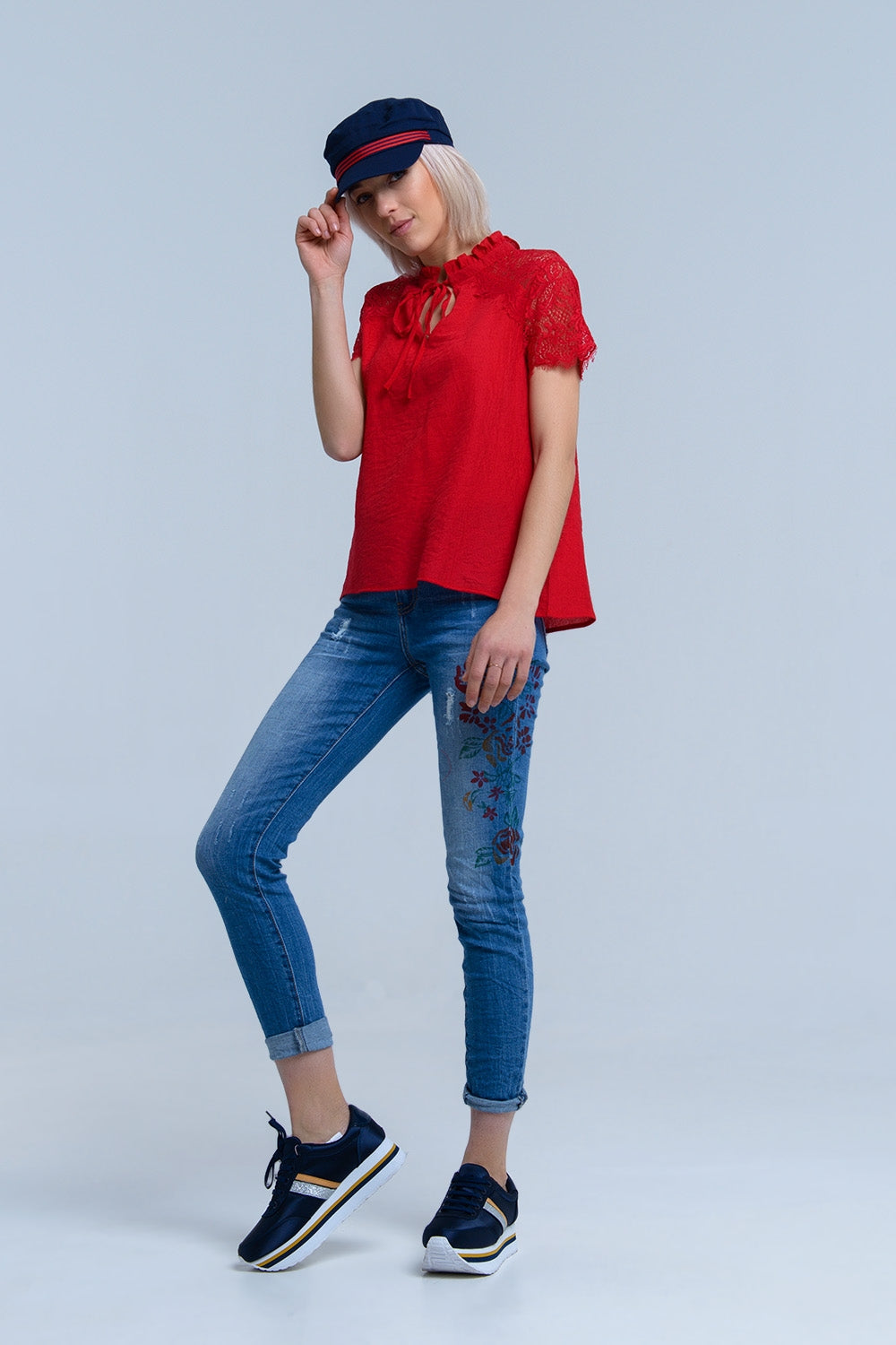 Skinny jeans with painted floral | Just Cool Beans — jeans | the denim shop