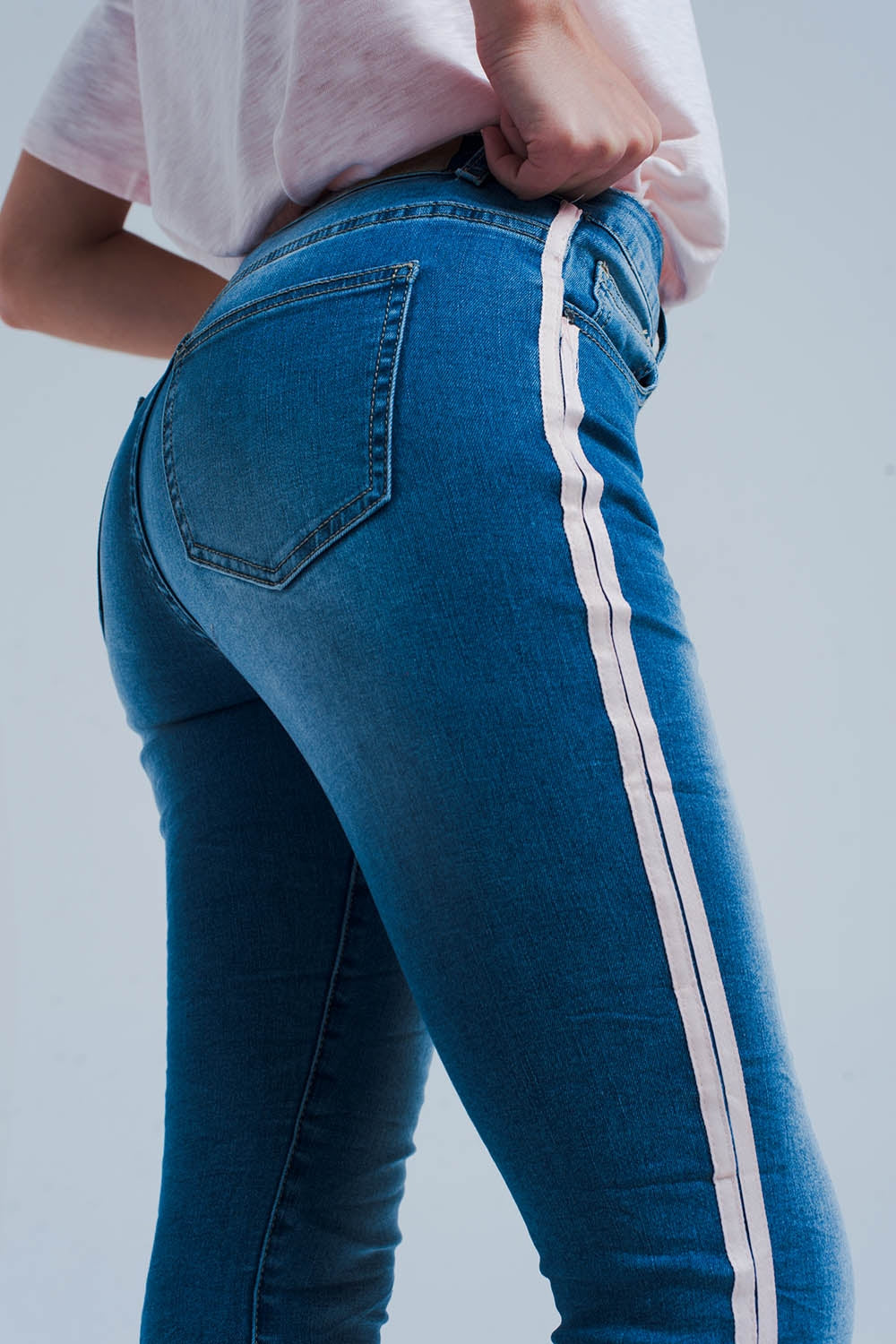 Skinny jeans with side seam stripes | Just Cool Beans — jeans | the denim shop