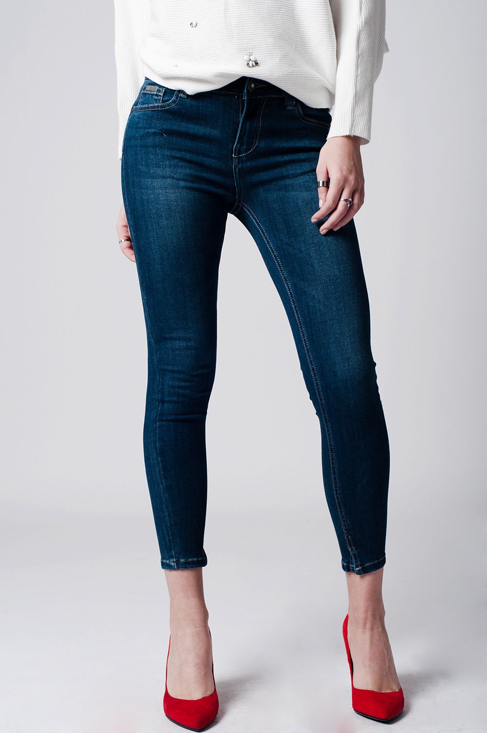 Skinny low waist dark blue wash jeans | Just Cool Beans — jeans | the denim shop