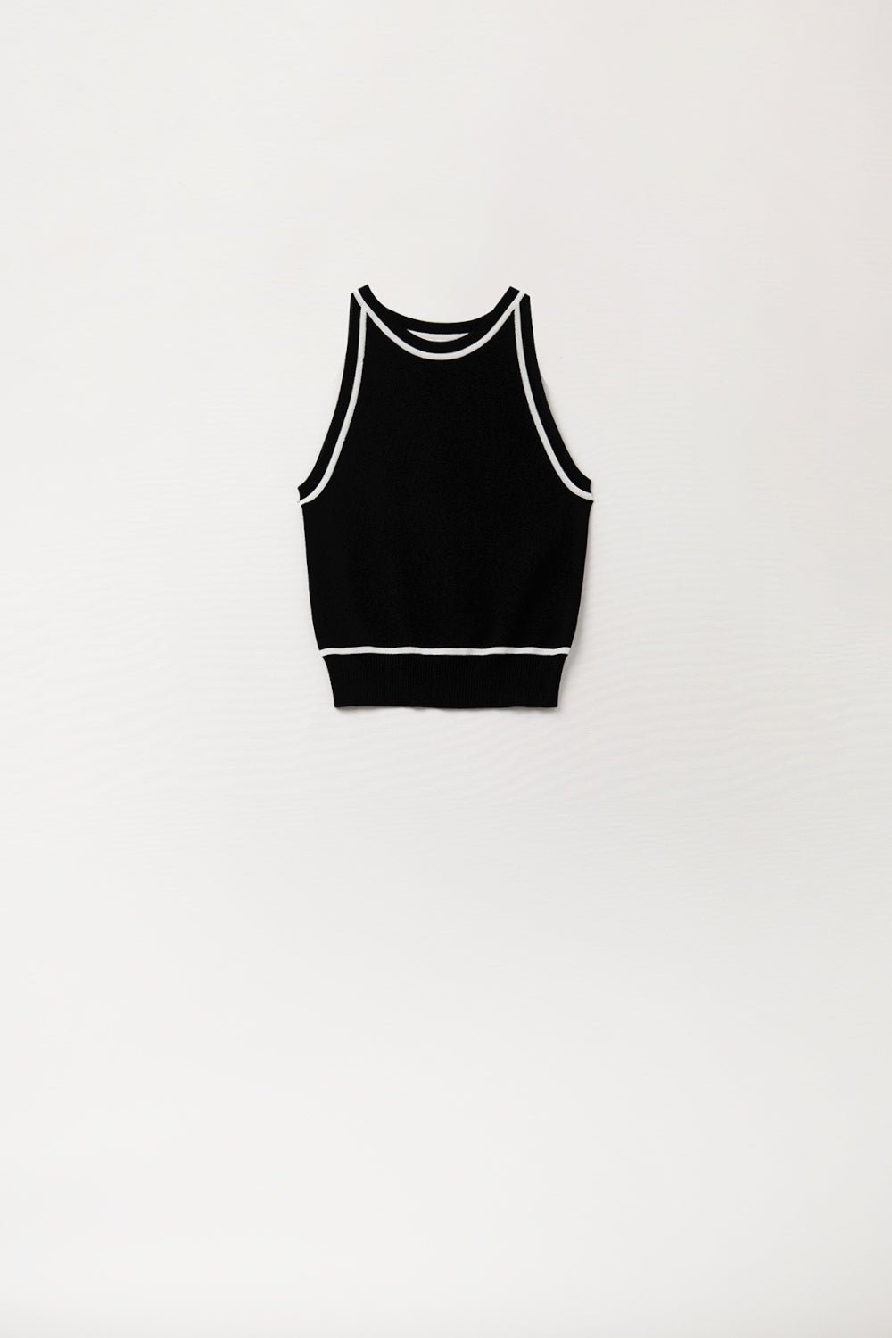Sleeveless sweater in black featuring detail white lines | Just Cool Beans — sweaters | tops