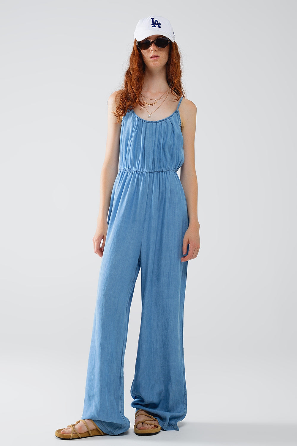 Sleevless tencel denim jumpsuit with elastic waist | Just Cool Beans — dresses