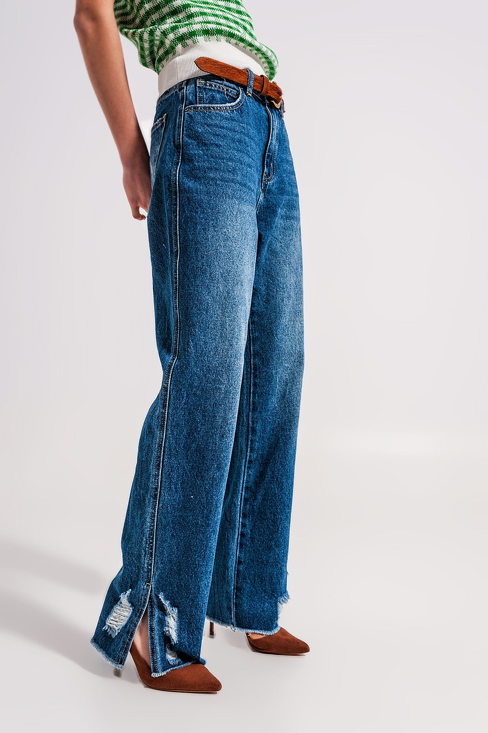 Split hem jeans in medium denim | Just Cool Beans — jeans | the denim shop