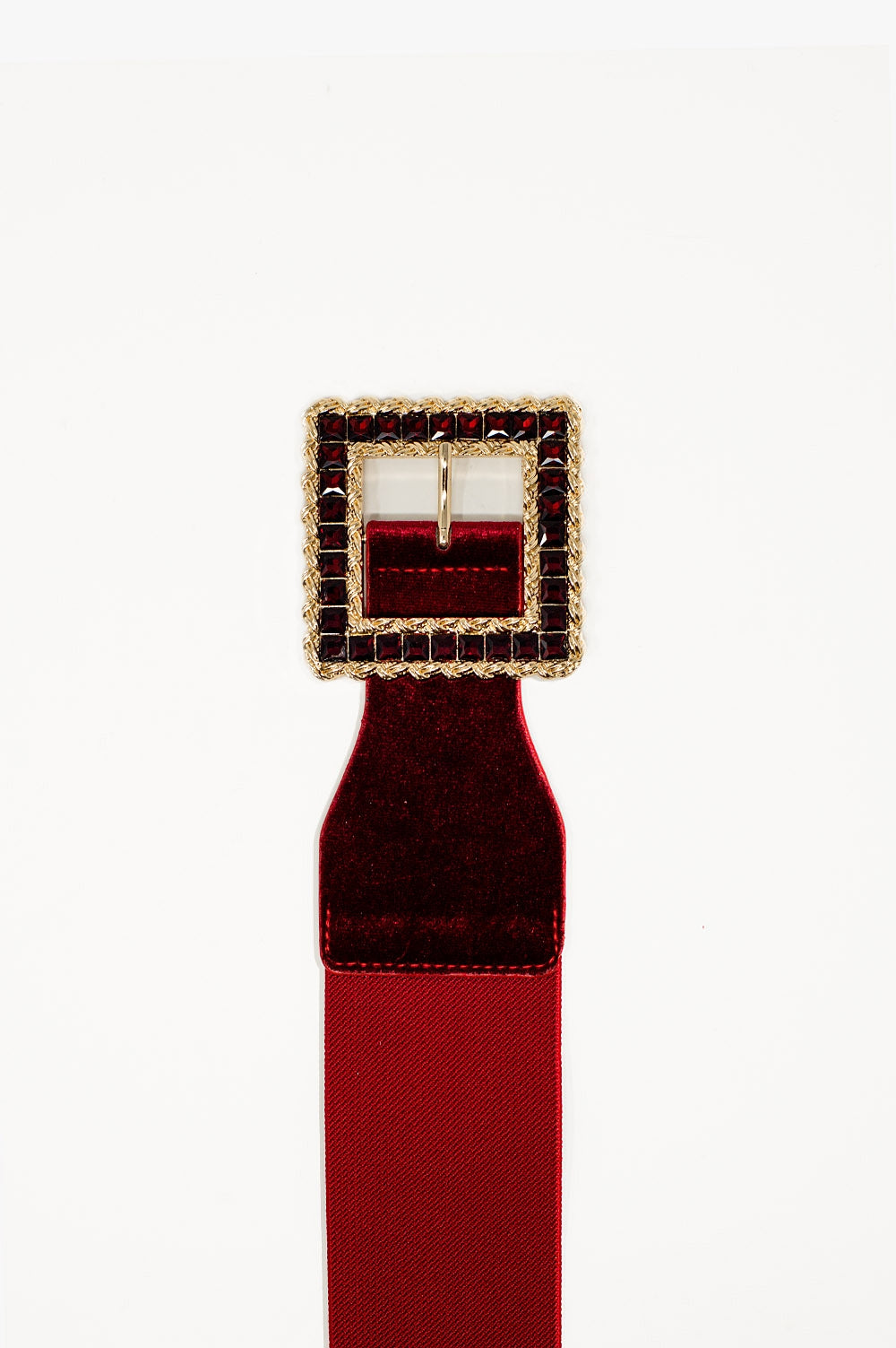 Square red belt with rhinestones and adjustable elastic | Just Cool Beans