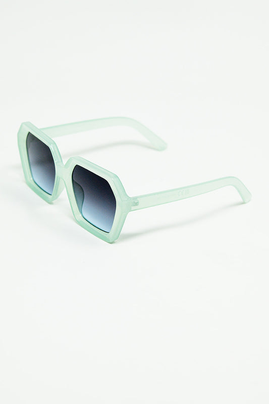 Squared green aqua color mirage sunglasses | Just Cool Beans
