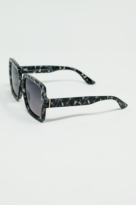 Squared sunglasses in black and white grey spot details | Just Cool Beans