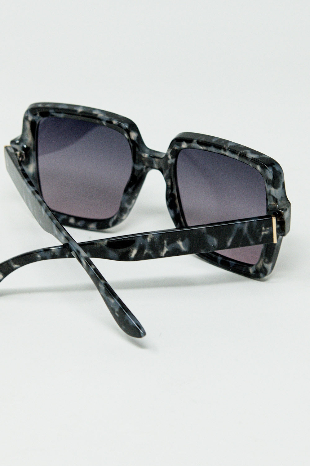 Squared sunglasses in black and white grey spot details | Just Cool Beans