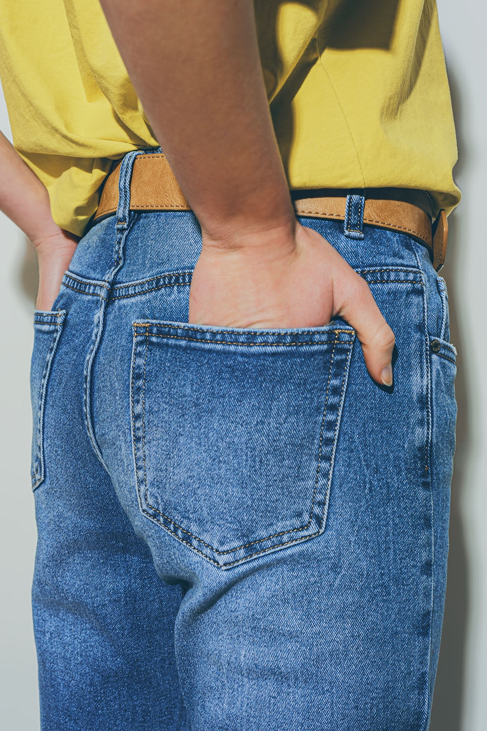 Straight distressed jeans in medium wash | Just Cool Beans