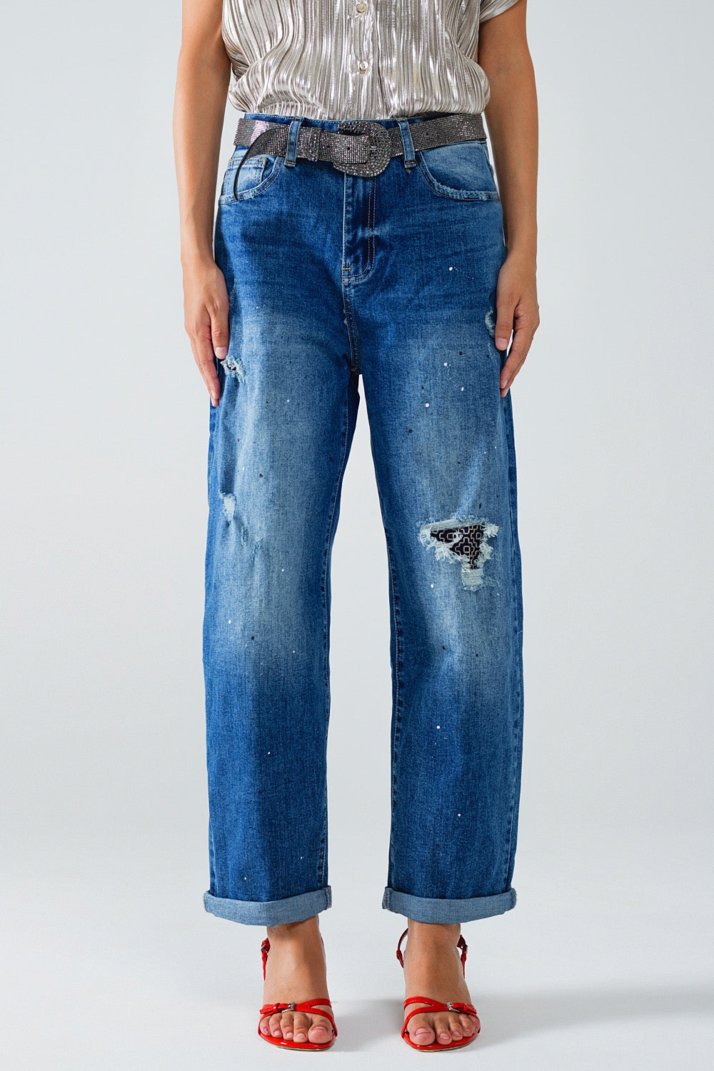 Straight distressed jeans with paint stains details | Just Cool Beans — jeans | the denim shop