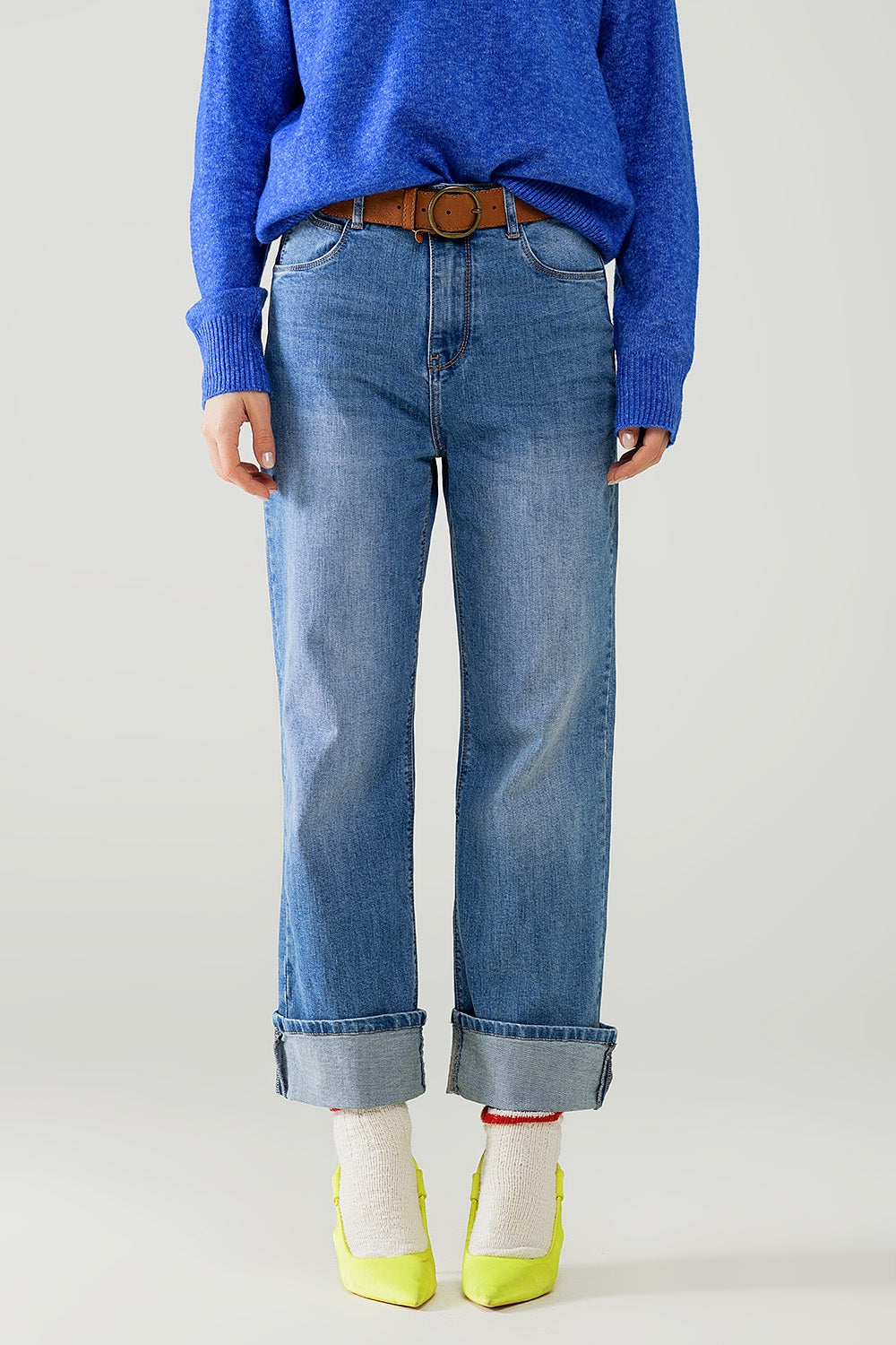 Straight fit cuffed jeans with mid wash | Just Cool Beans — jeans | the denim shop