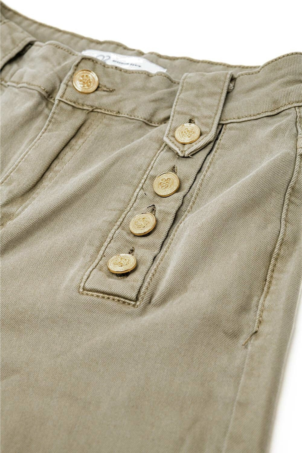 Straight jeans with gold buttons at the side in beige | Just Cool Beans