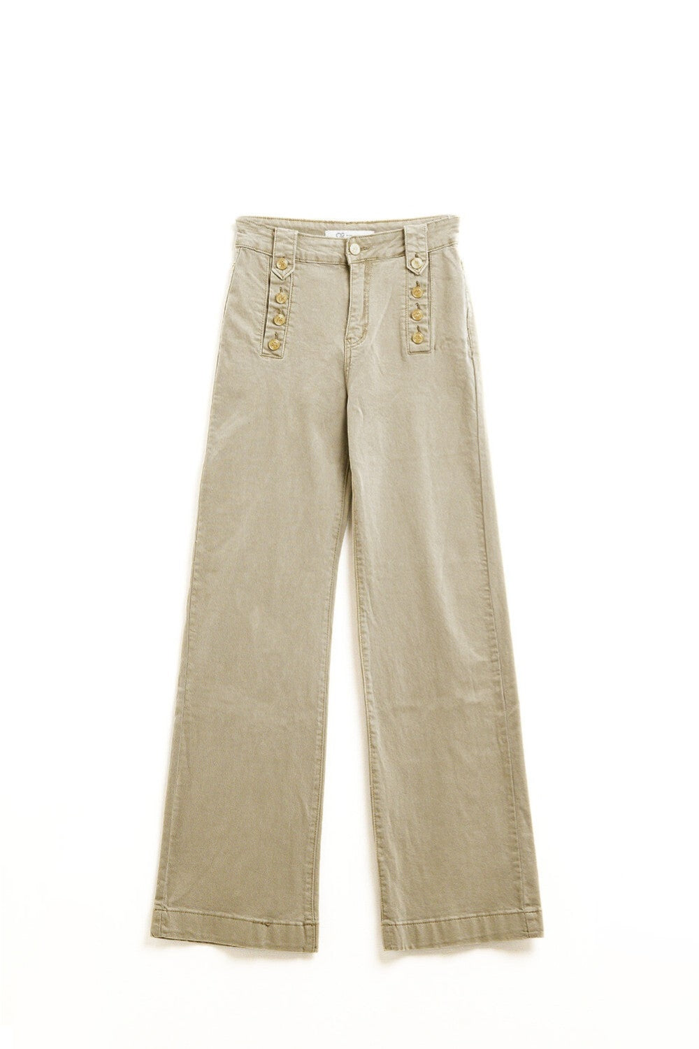 Straight jeans with gold buttons at the side in beige | Just Cool Beans