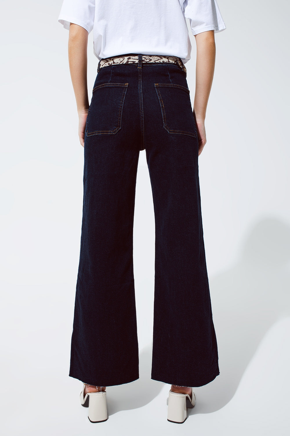 Straight jeans with pocket detail in dark wash | Just Cool Beans