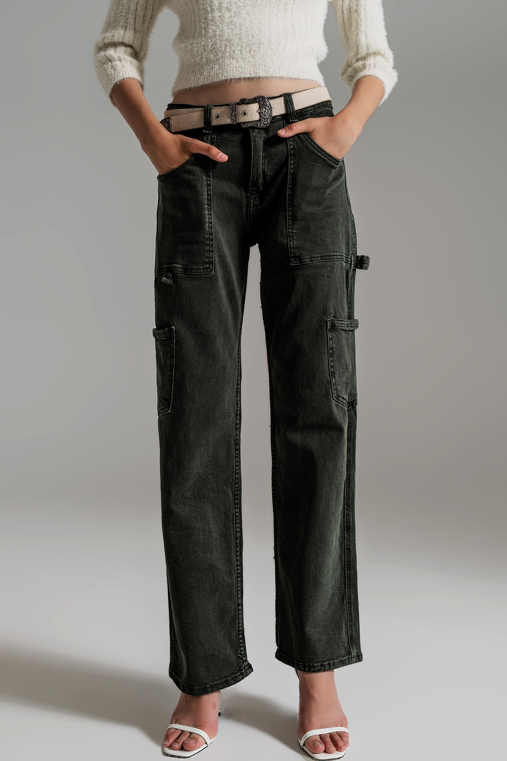 Straight leg cargo pants in dark green | Just Cool Beans — jeans | bottoms