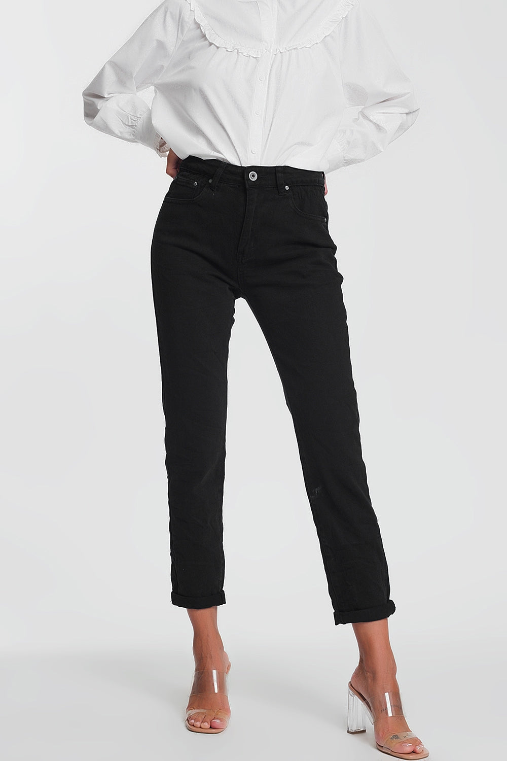 Straight leg high waisted jeans in black | Just Cool Beans — jeans | the denim shop