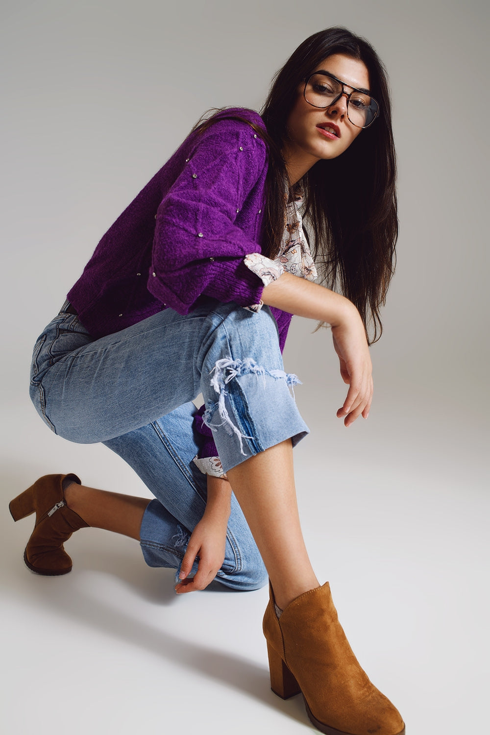 Straight leg jeans with distressed hem in light blue | Just Cool Beans — jeans | the denim shop