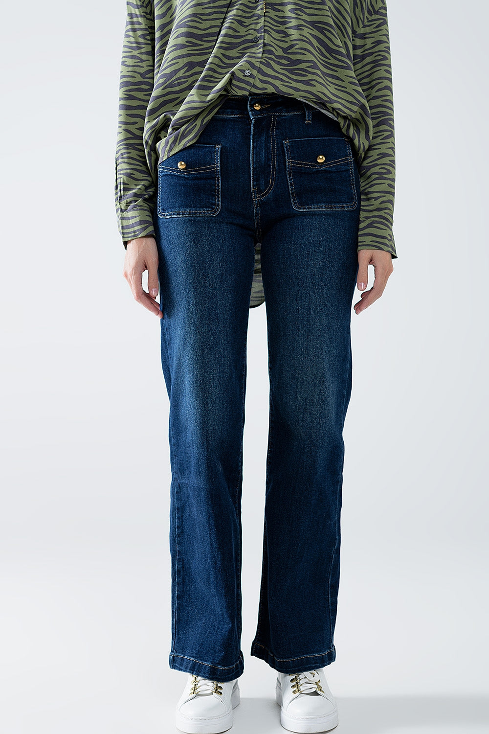 Straight leg jeans with front pockets and button | Just Cool Beans — jeans | the denim shop