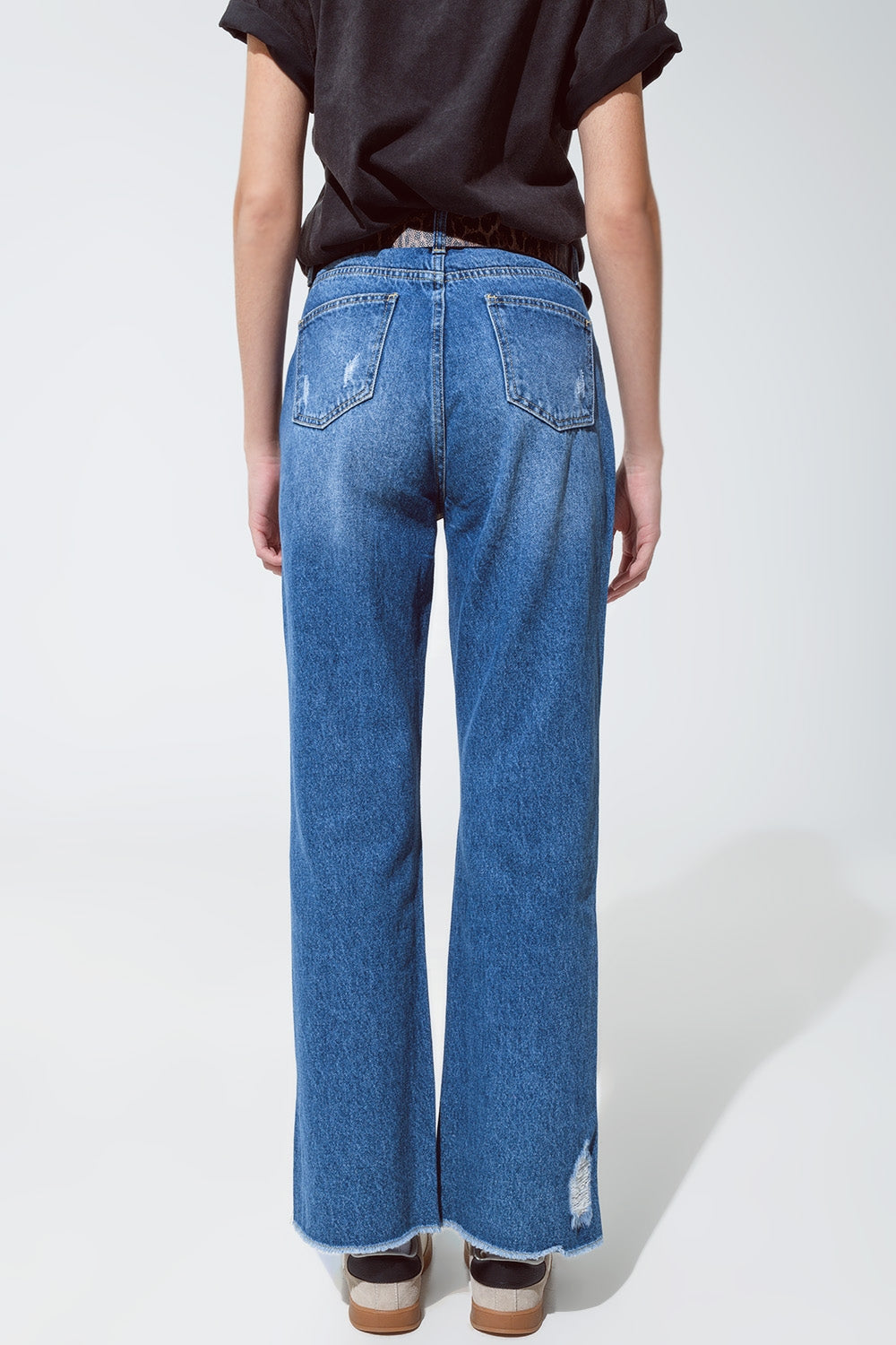 Straight leg ripped jeans with gold metallic glow | Just Cool Beans