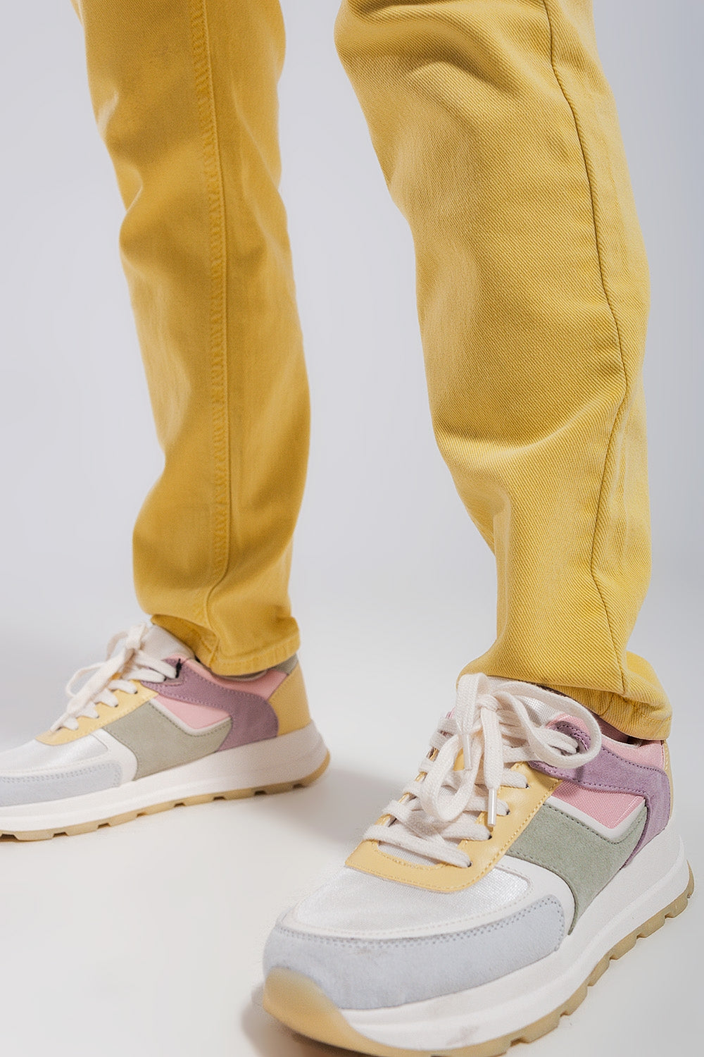 Stretch cotton skinny jeans in yellow | Just Cool Beans