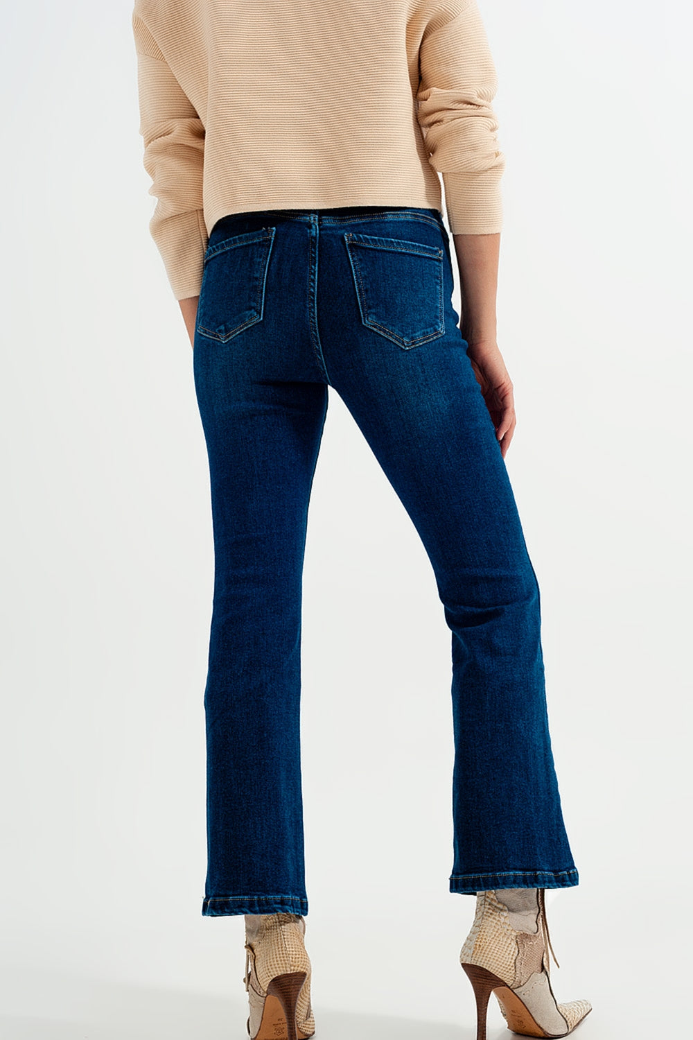 Stretch flare jeans in midwash | Just Cool Beans