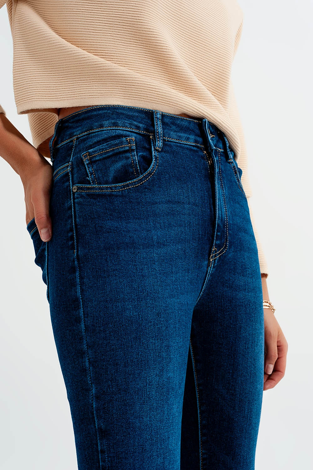 Stretch flare jeans in midwash | Just Cool Beans