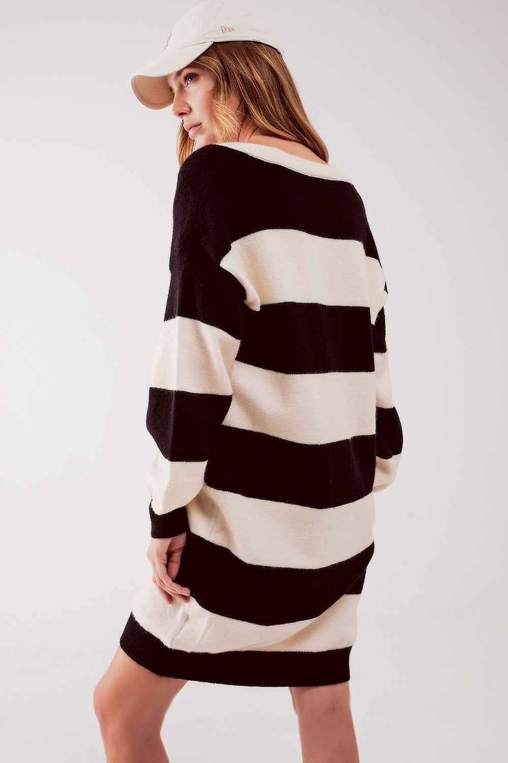 Stripe jumper dress in black | Just Cool Beans