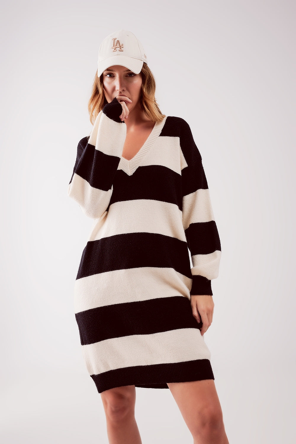 Stripe jumper dress in black | Just Cool Beans