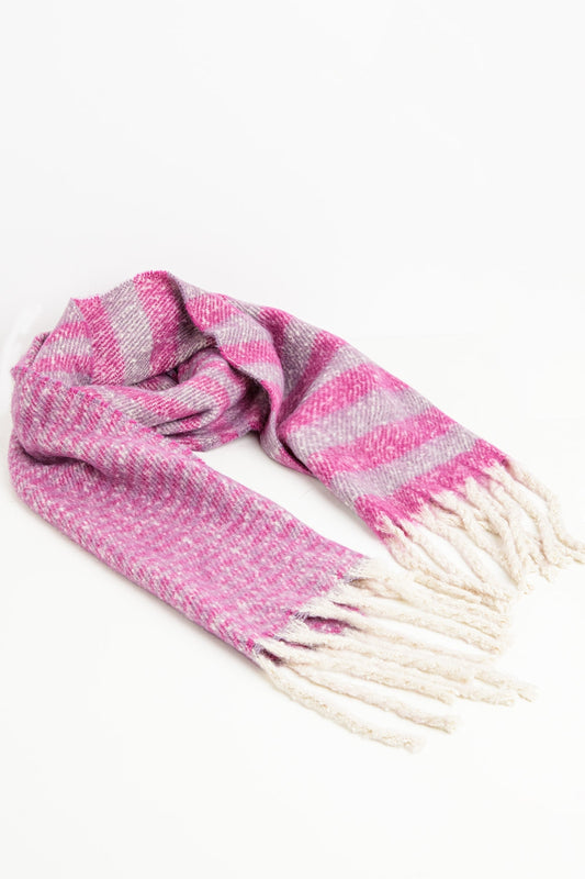 Stripy chunky scarf in lilac and purple | Just Cool Beans
