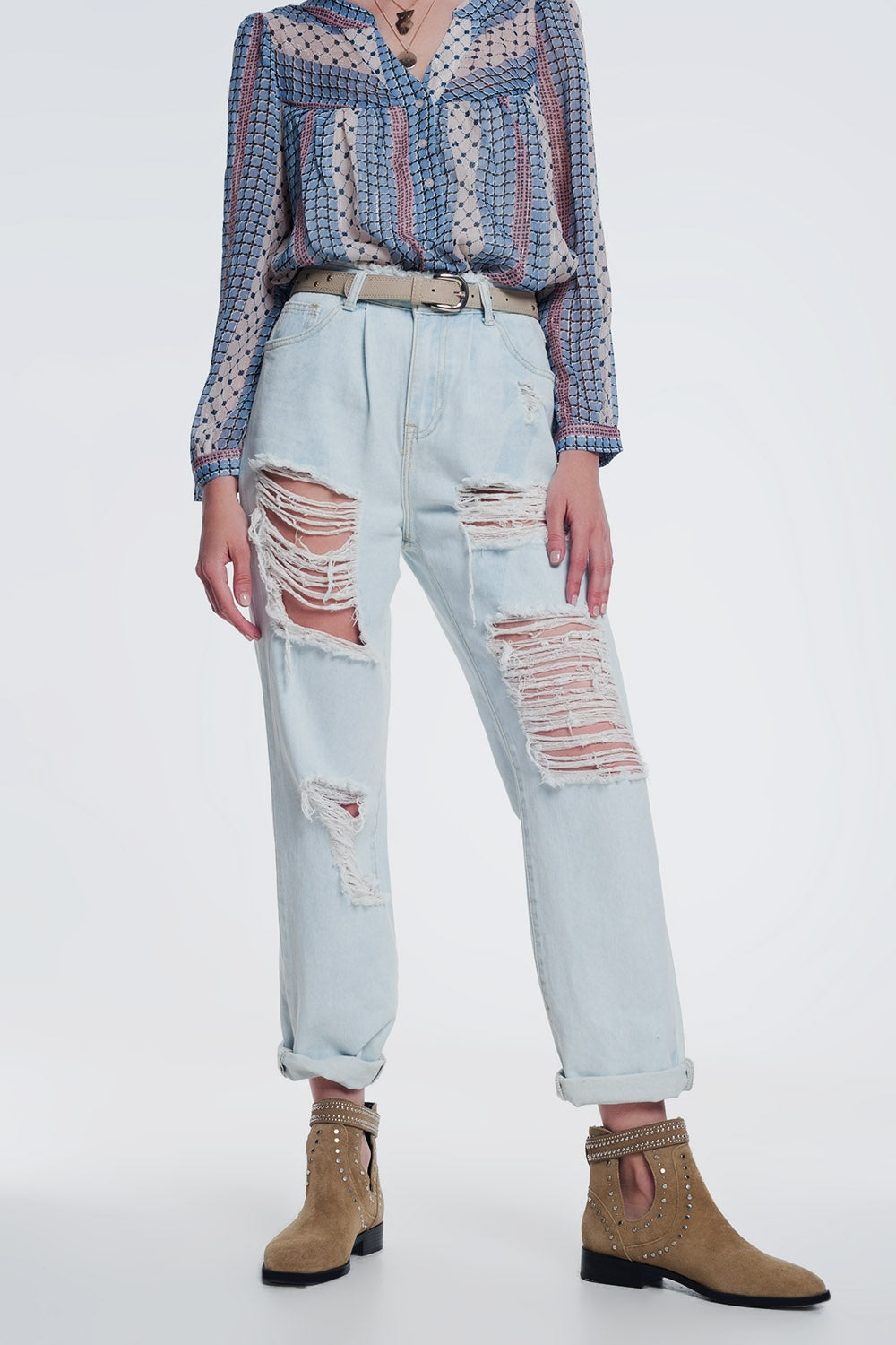 Super ripped boyfriend jeans in light blue | Just Cool Beans — jeans | the denim shop