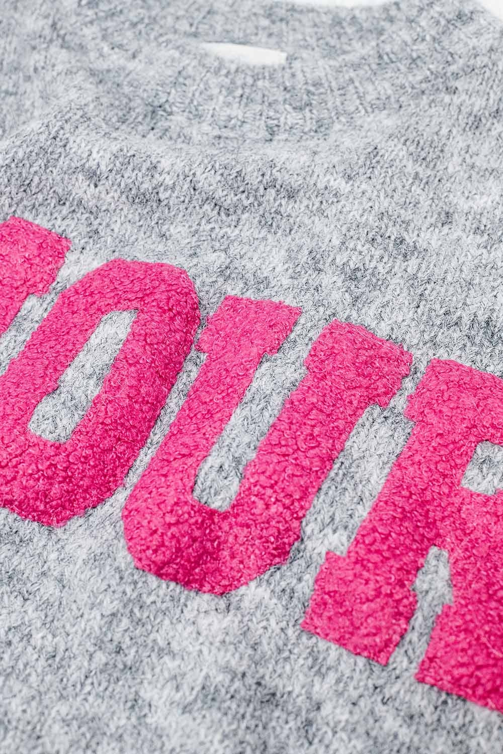 Super soft grey jersey with amour text on the chest | Just Cool Beans — sweaters | tops