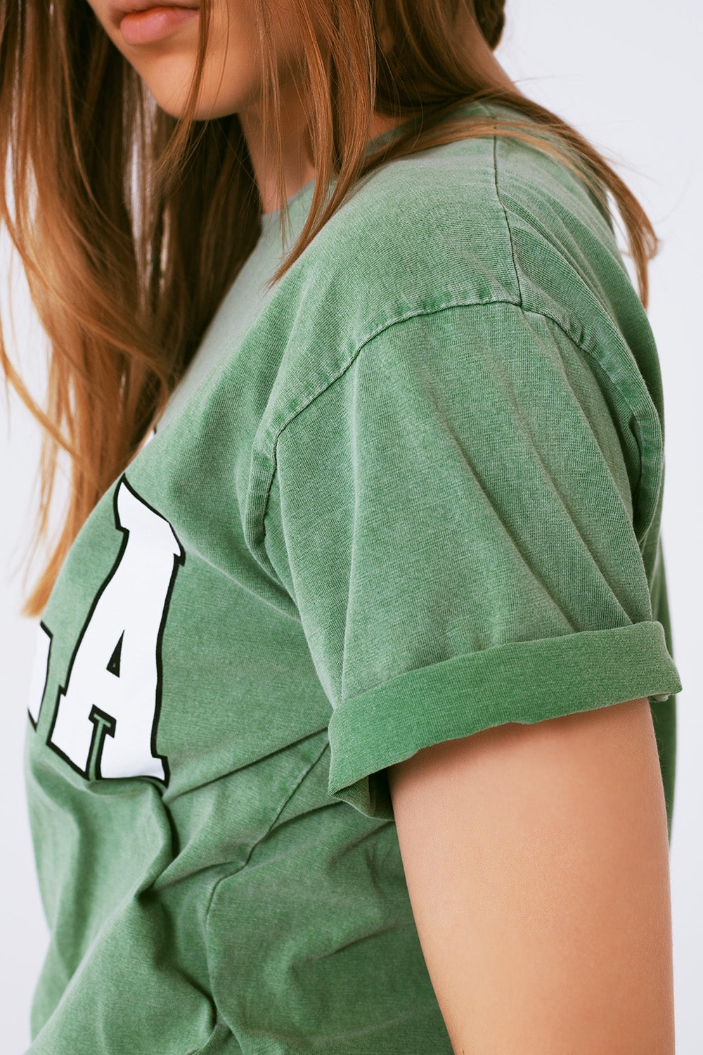 T-Shirt with Bella Text in green