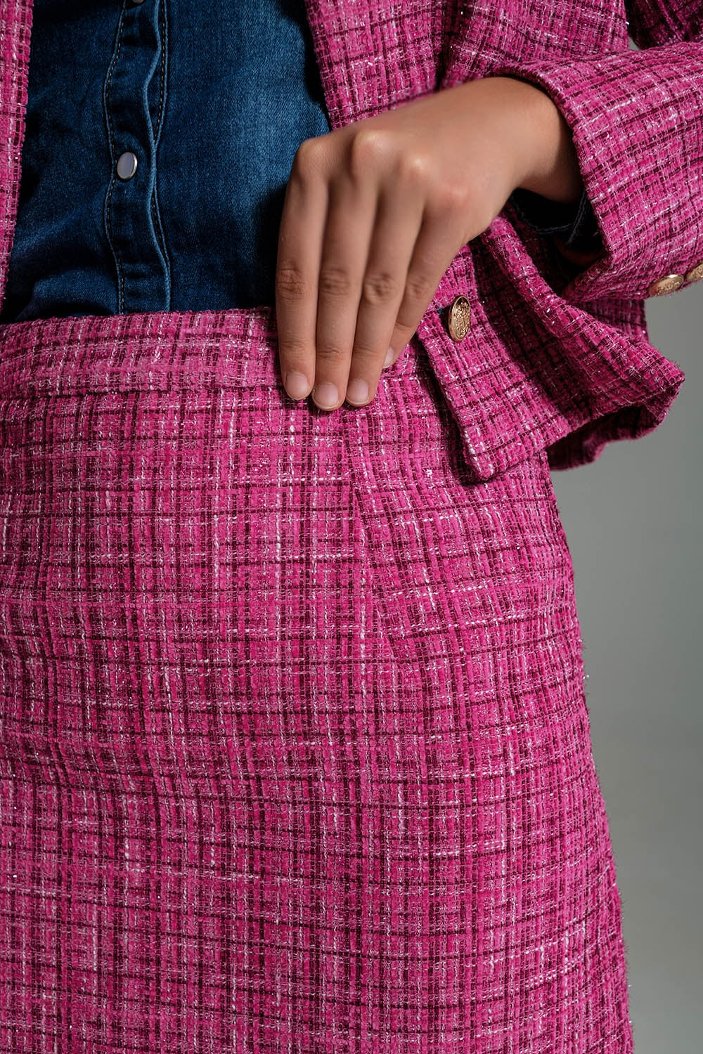 Tweed basic mini skirt in pink | Just Cool Beans