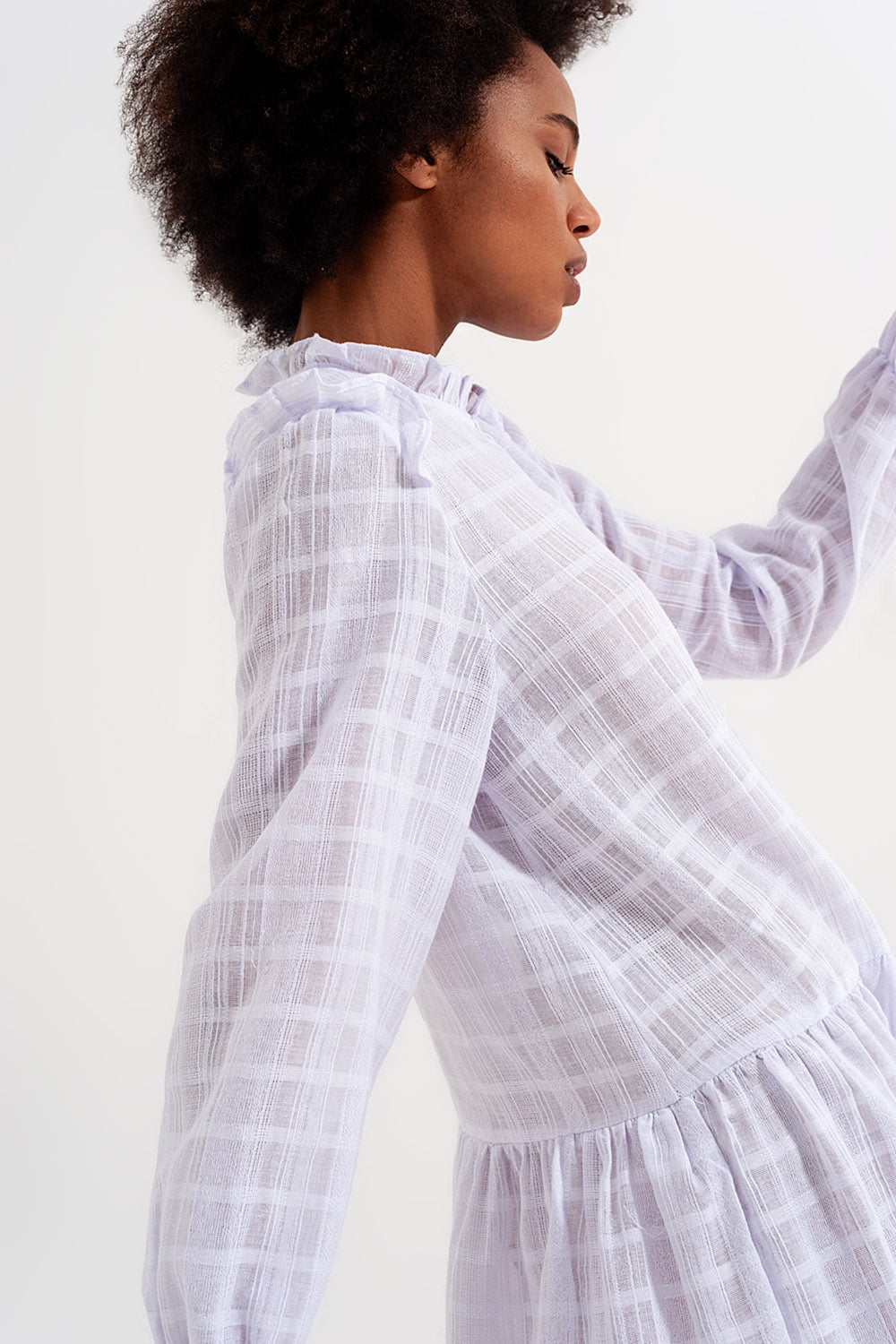 Voluminous mini dress with ruffles in white | Just Cool Beans