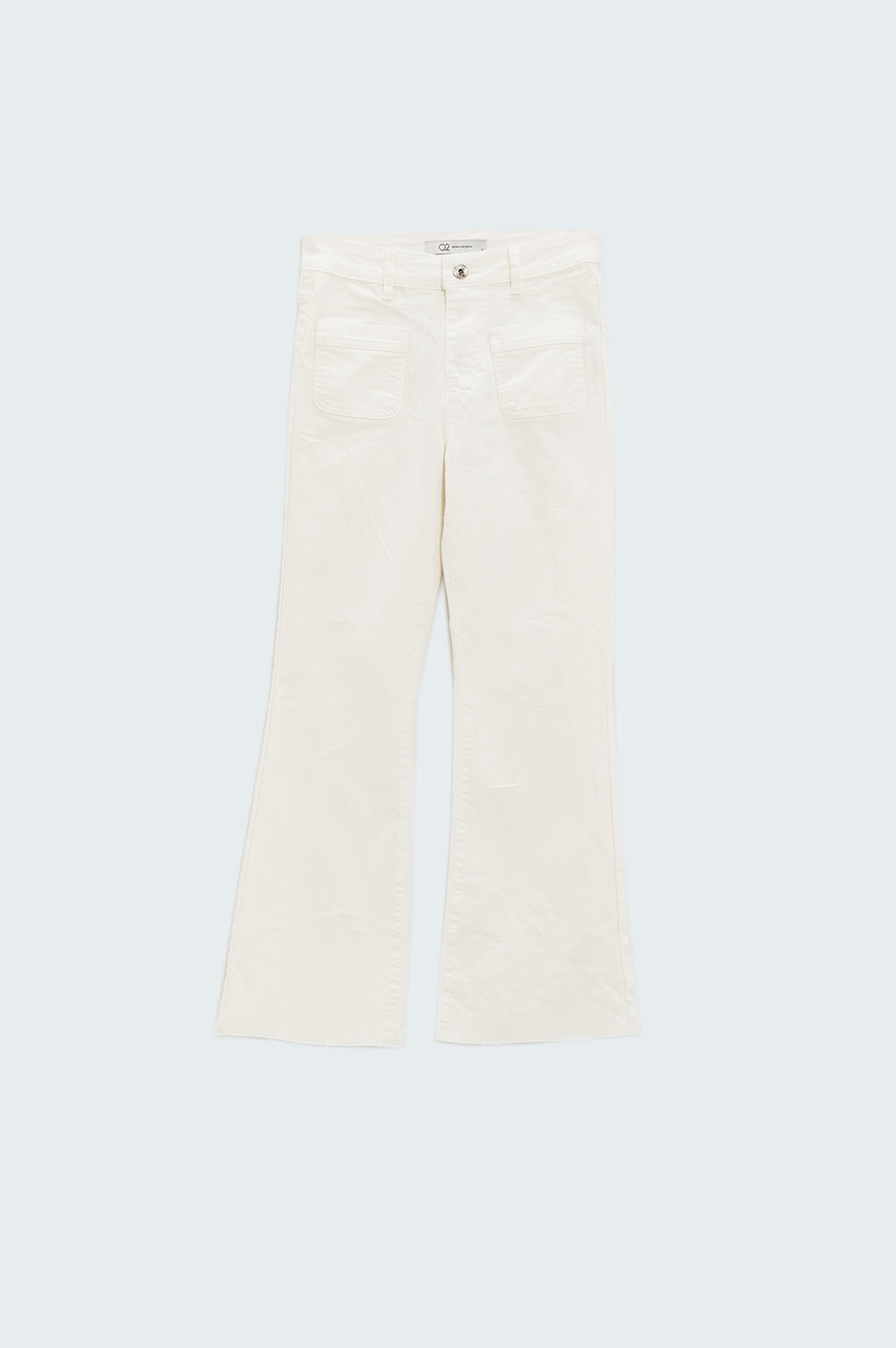 White skinny flared jeans with front pocket detail | Just Cool Beans