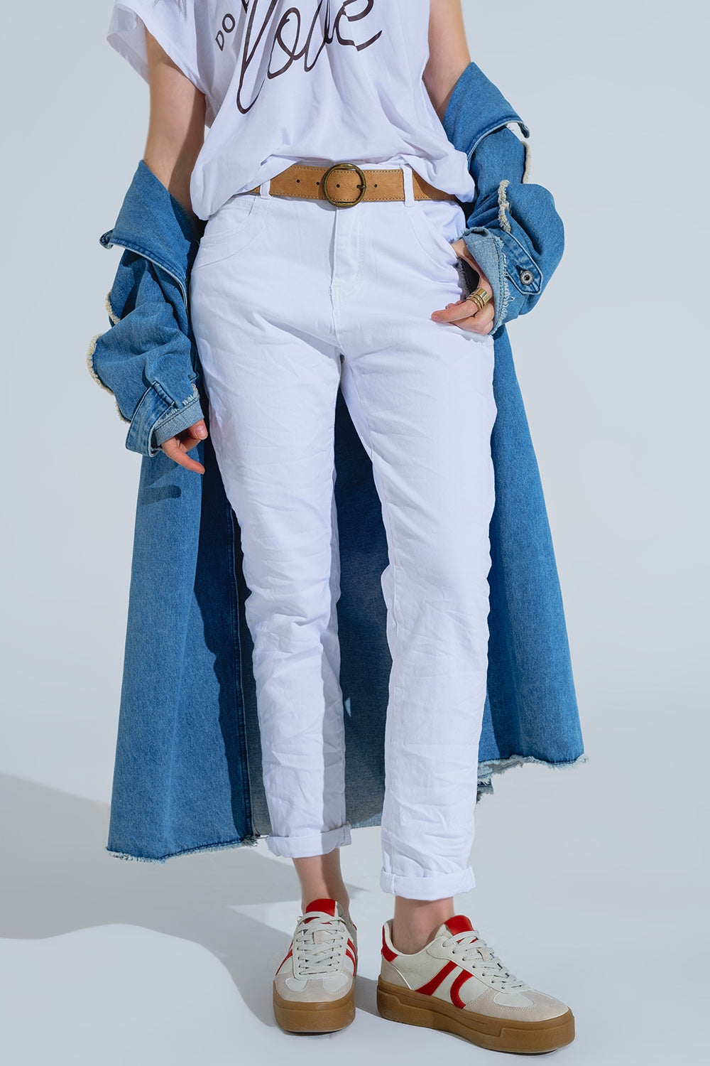 White wrinkled skinny jeans | Just Cool Beans — jeans | the denim shop