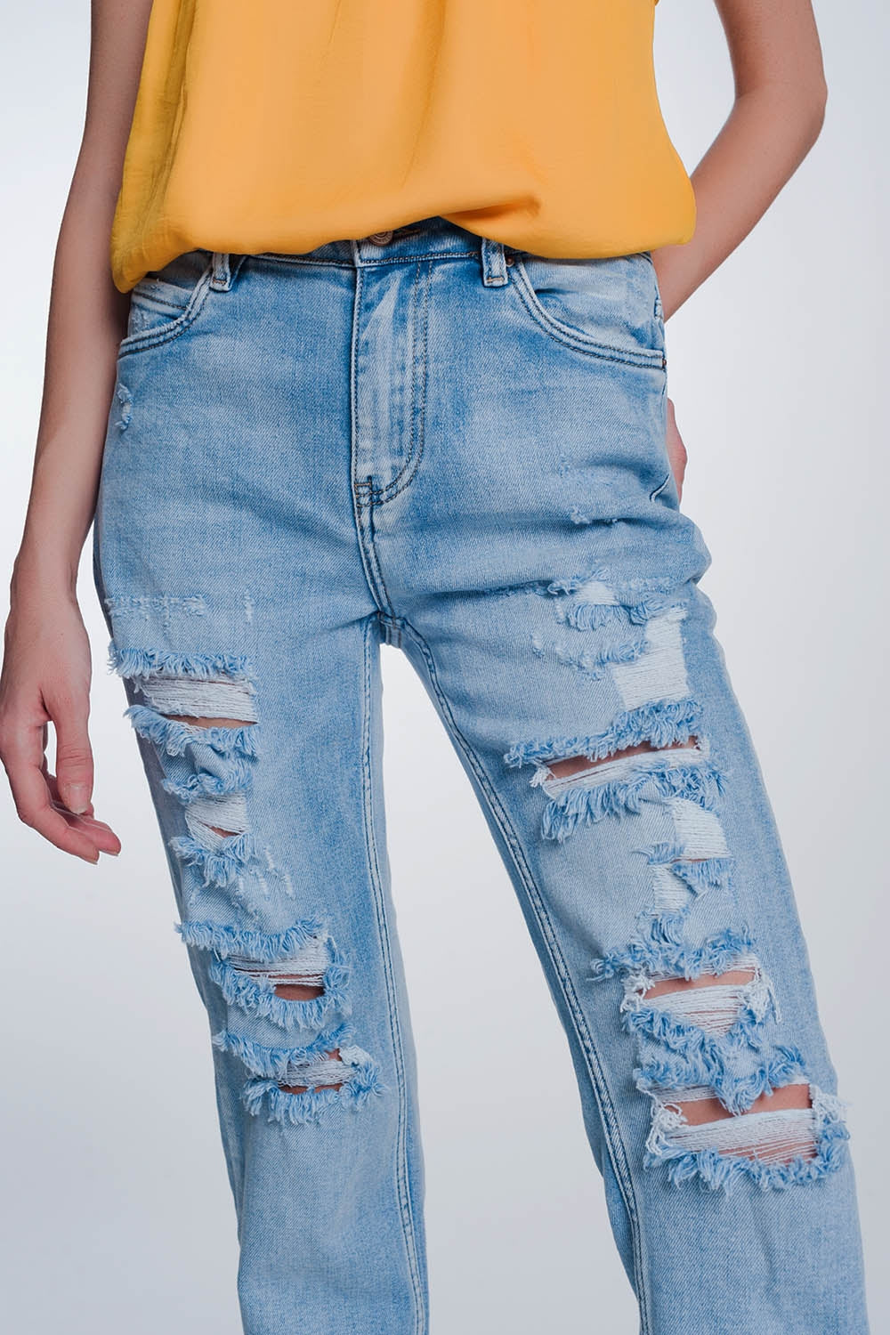 Wide leg cropped raw hem jeans in blue colour | Just Cool Beans