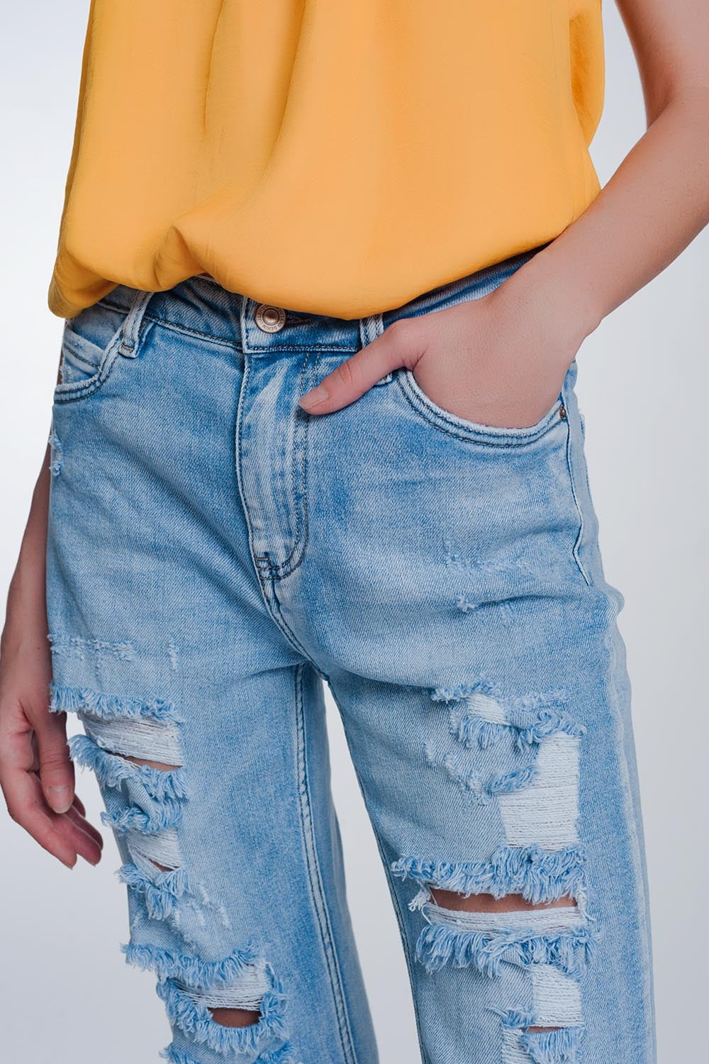Wide leg cropped raw hem jeans in blue colour | Just Cool Beans