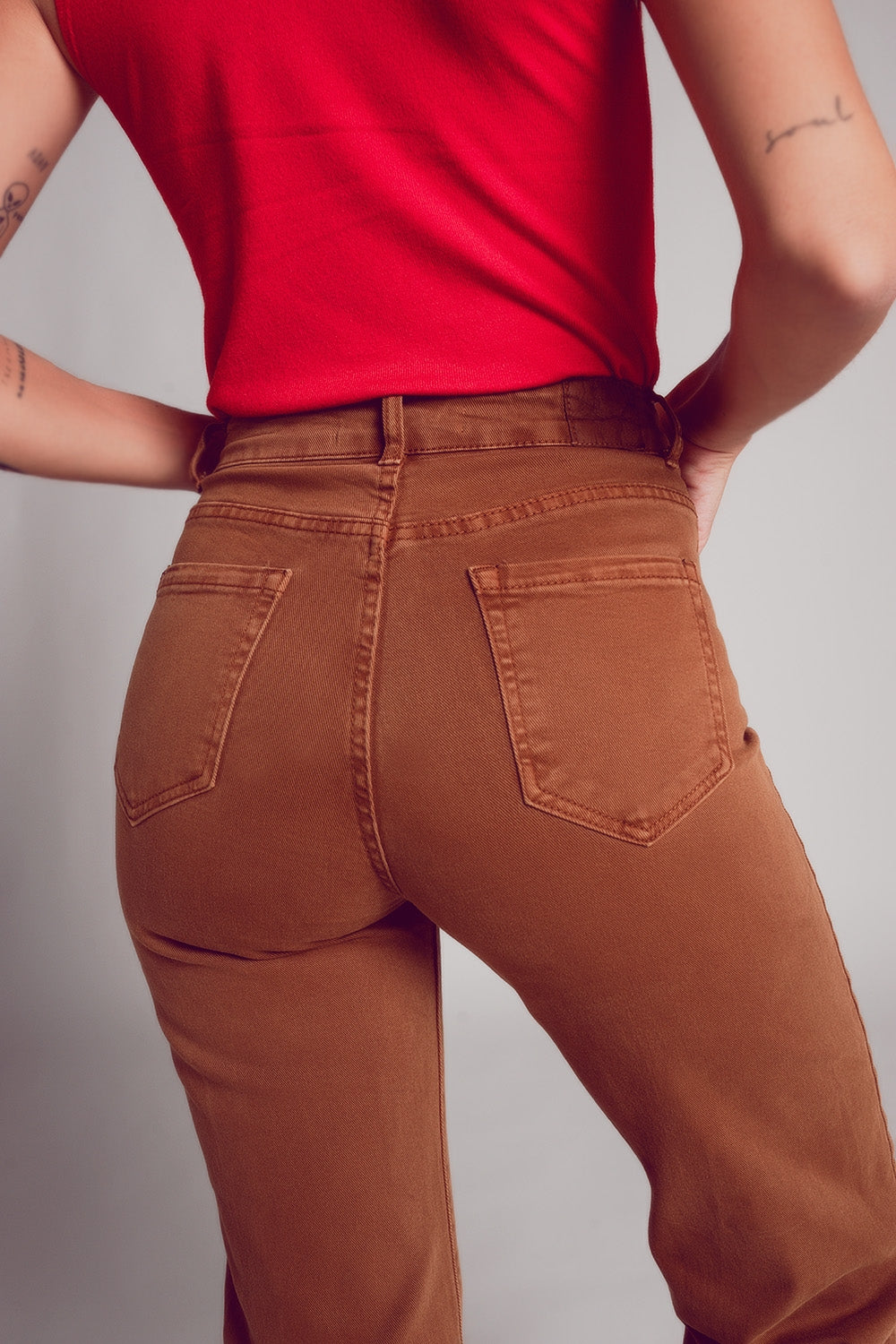 Wide leg jeans in camel brown | Just Cool Beans