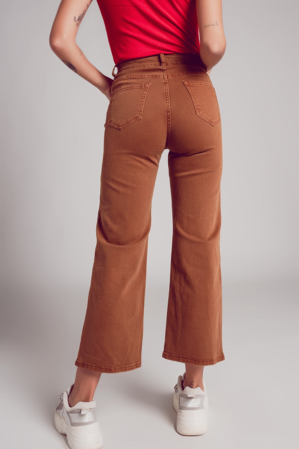 Wide leg jeans in camel brown | Just Cool Beans