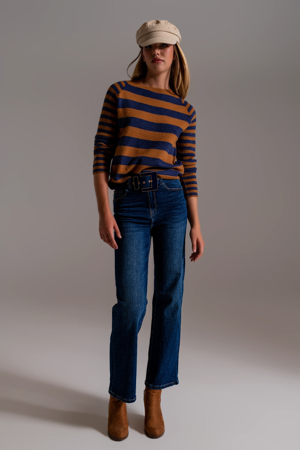 Wide leg jeans with hem detail in dark wash | Just Cool Beans