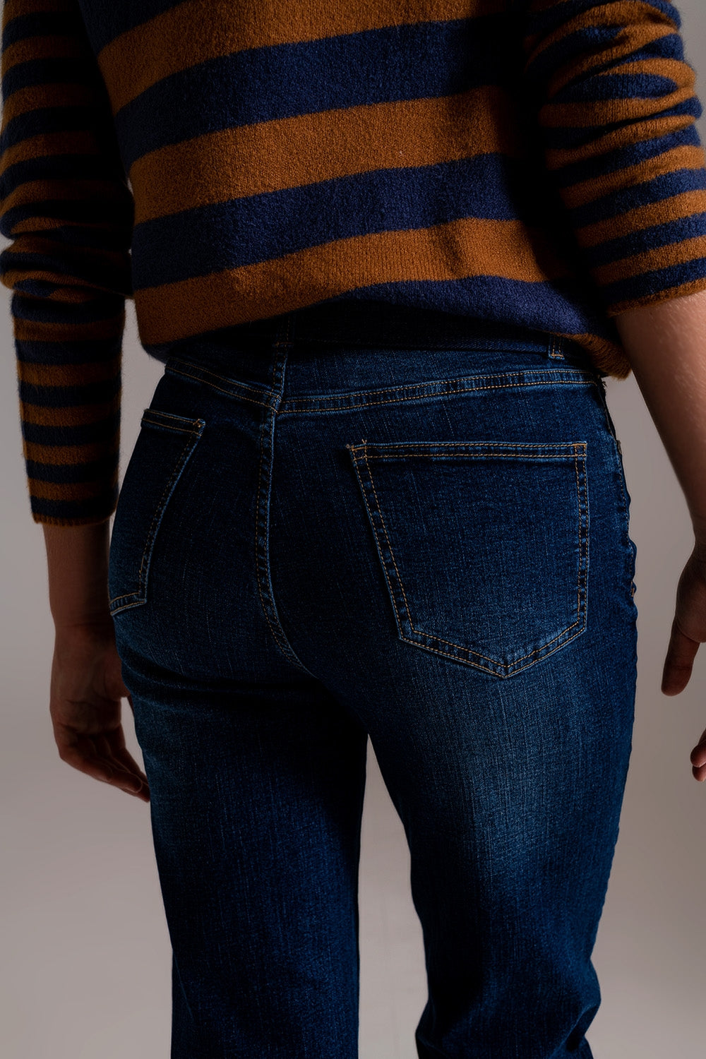 Wide leg jeans with hem detail in dark wash | Just Cool Beans